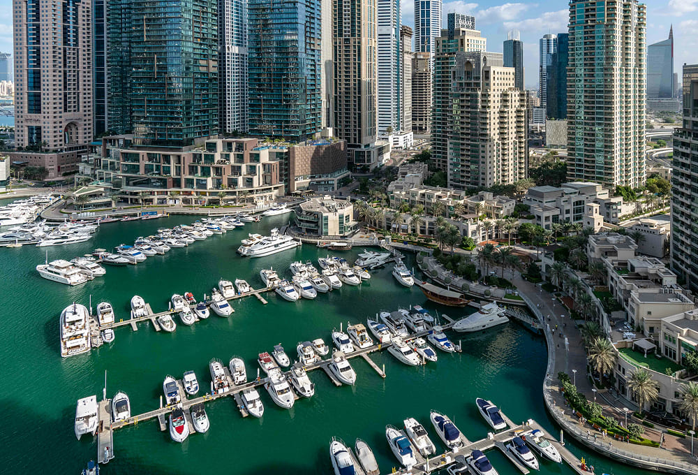 Luxury motor yacht prepared for an 8-hour private charter from Dubai Marina.