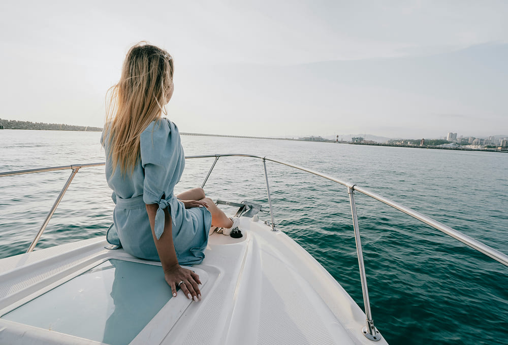 Instagrammable yacht party setup with decorations for a Dubai Marina yacht rental